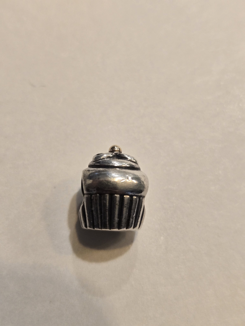 Pandora Silver Cupcake Charm with Gold Accent